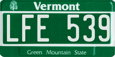 VT license plate LFE539