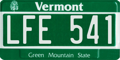 VT license plate LFE541