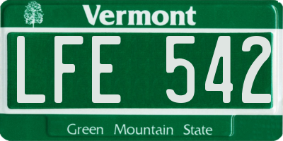VT license plate LFE542