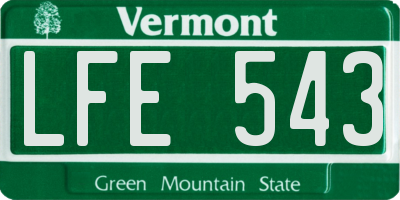 VT license plate LFE543