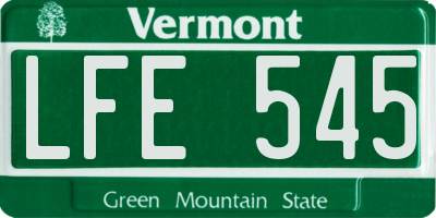 VT license plate LFE545