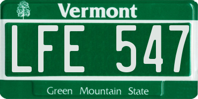 VT license plate LFE547