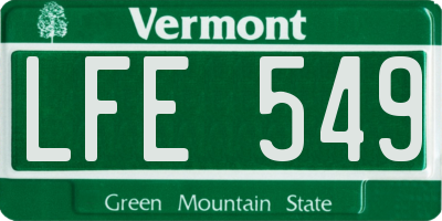 VT license plate LFE549