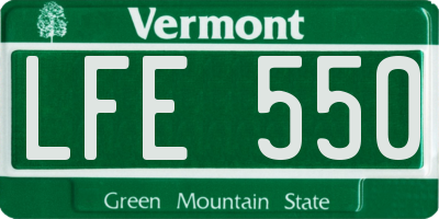 VT license plate LFE550