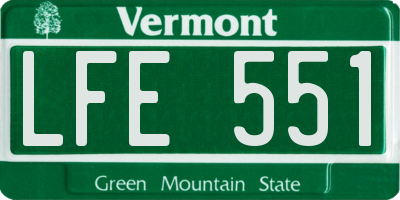 VT license plate LFE551