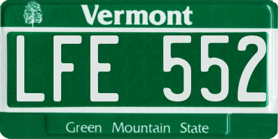 VT license plate LFE552