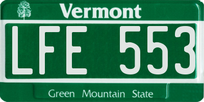 VT license plate LFE553