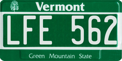 VT license plate LFE562