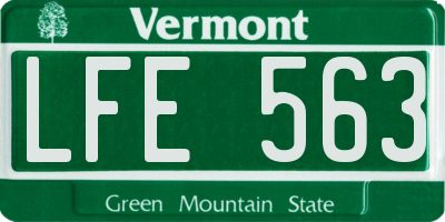 VT license plate LFE563
