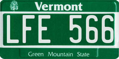 VT license plate LFE566