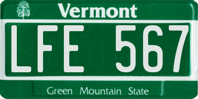 VT license plate LFE567