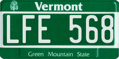VT license plate LFE568