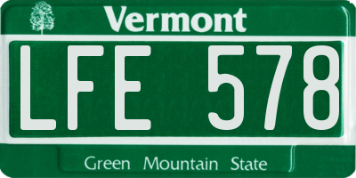 VT license plate LFE578