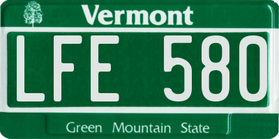 VT license plate LFE580