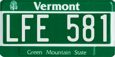 VT license plate LFE581
