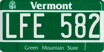 VT license plate LFE582