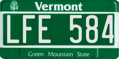 VT license plate LFE584