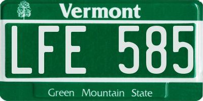 VT license plate LFE585