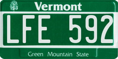 VT license plate LFE592