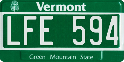 VT license plate LFE594