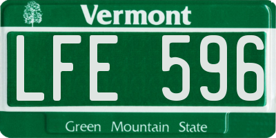 VT license plate LFE596