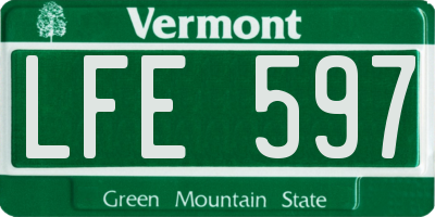 VT license plate LFE597