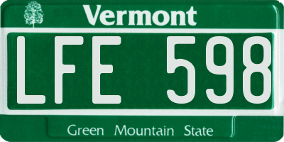 VT license plate LFE598