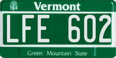 VT license plate LFE602