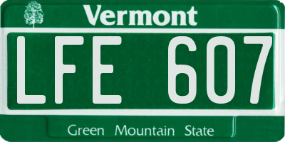 VT license plate LFE607