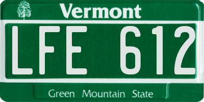 VT license plate LFE612