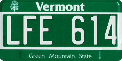VT license plate LFE614