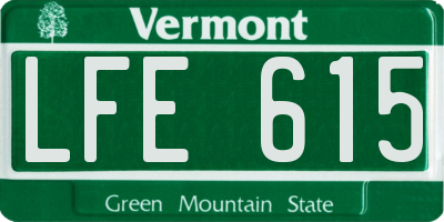 VT license plate LFE615