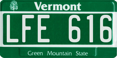 VT license plate LFE616