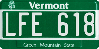 VT license plate LFE618