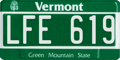 VT license plate LFE619