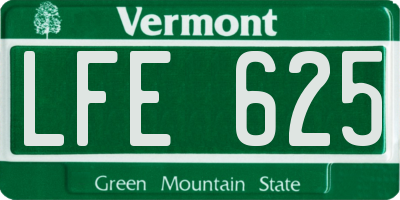 VT license plate LFE625