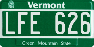 VT license plate LFE626
