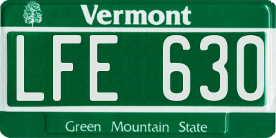 VT license plate LFE630