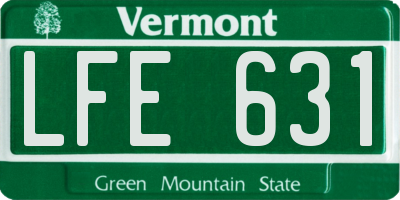 VT license plate LFE631