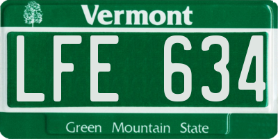 VT license plate LFE634