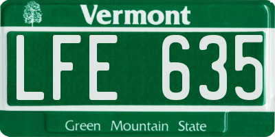 VT license plate LFE635