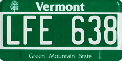 VT license plate LFE638