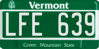 VT license plate LFE639