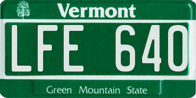 VT license plate LFE640