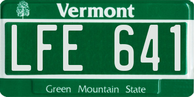 VT license plate LFE641