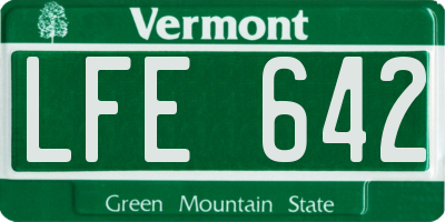 VT license plate LFE642