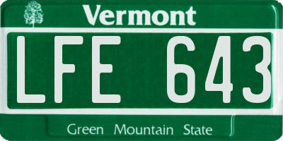 VT license plate LFE643