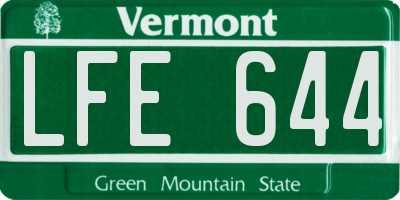 VT license plate LFE644