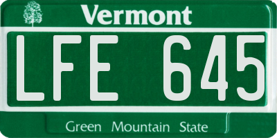 VT license plate LFE645
