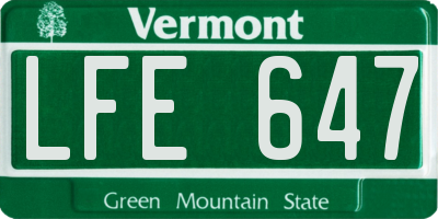 VT license plate LFE647